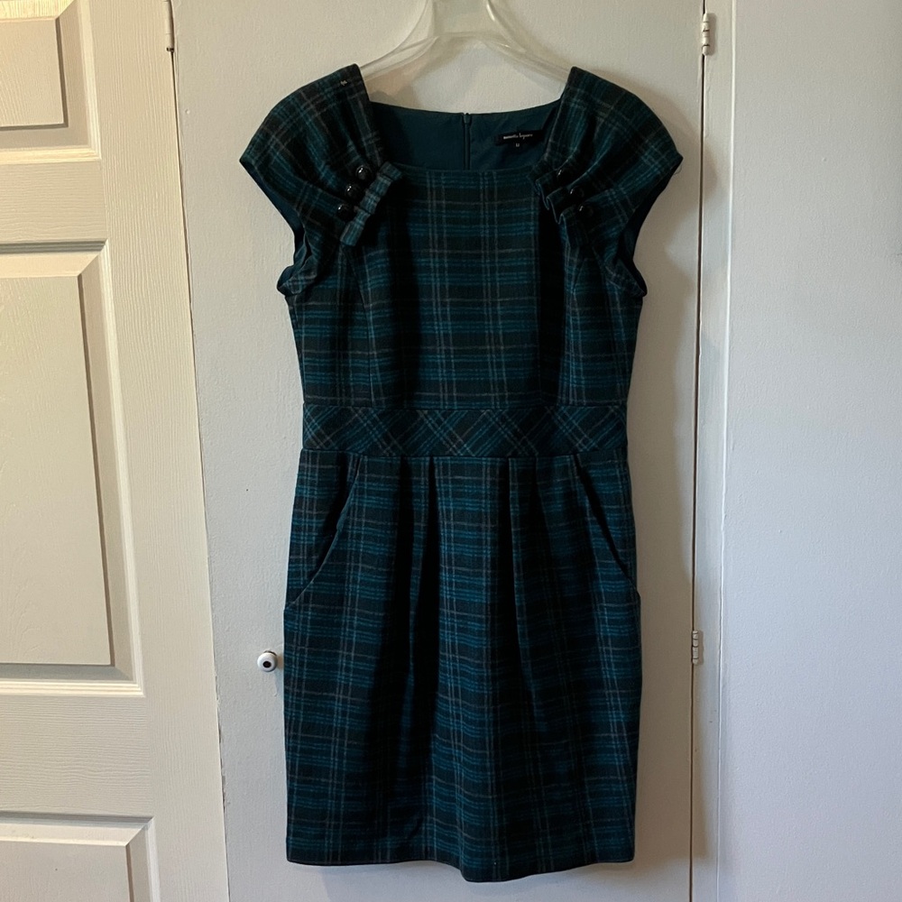 Nanette Lepore Teal Plaid Mini Dress